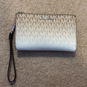 Michael Kors Beige Monogram Wristlet
